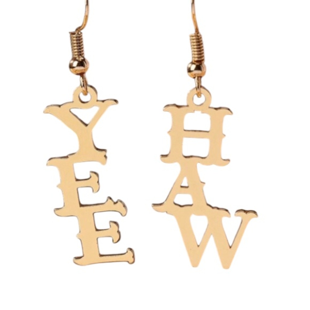 YEE HAW Gold Tone Earrings Dangles for that southern western flair